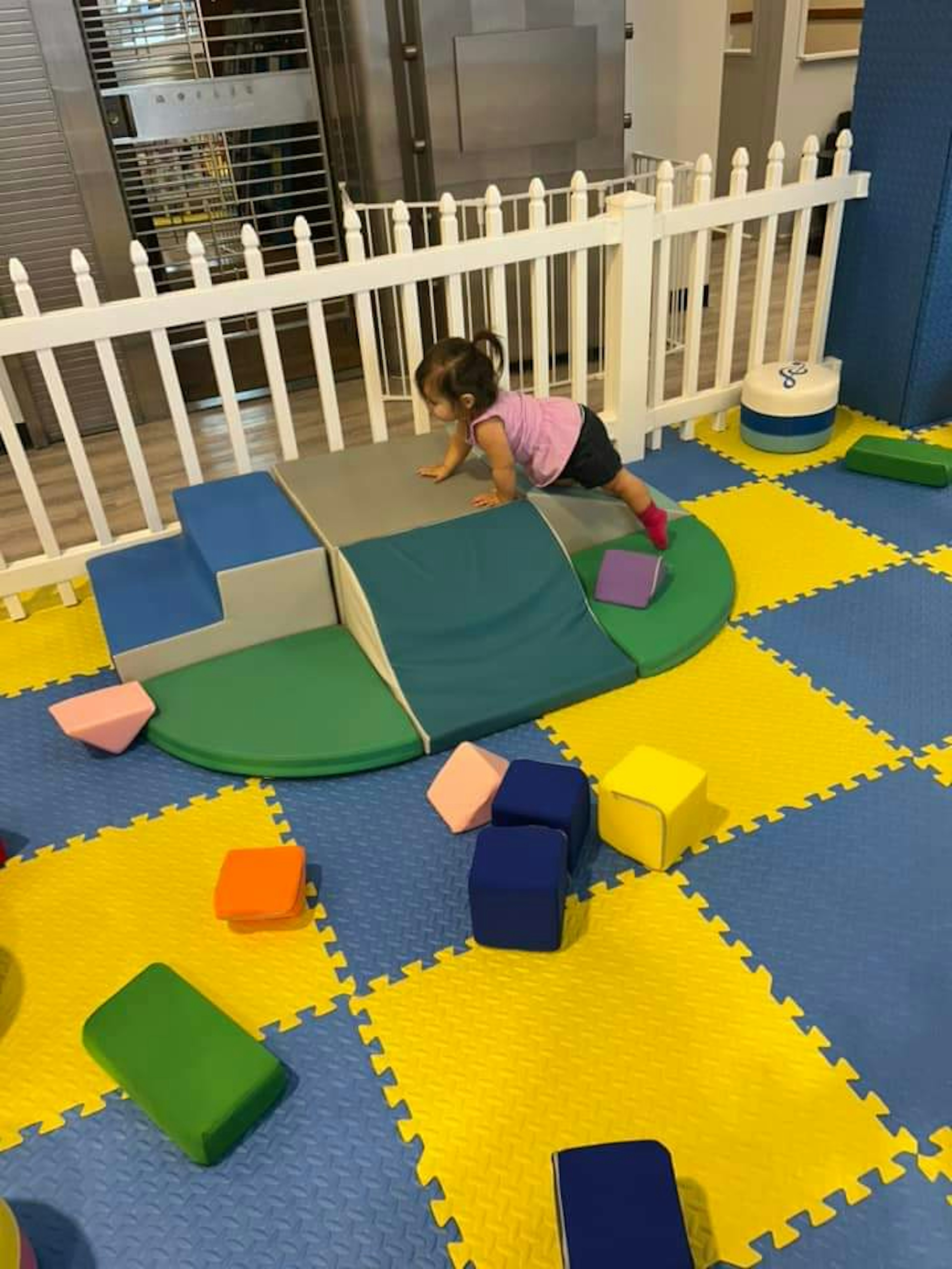 Playing in the toddler area.